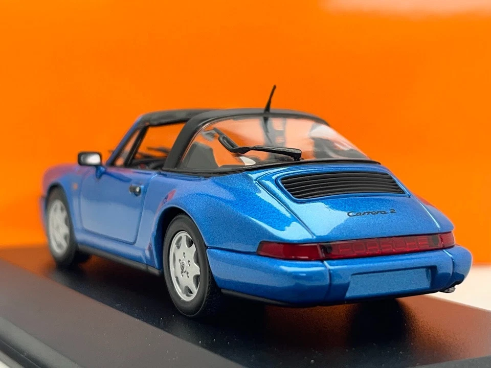 1991 Porsche 911 Carrera 2 Targa Metallic Blue 1/43 Diecast Model Car Minichamps - Image 4 of 4