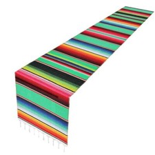 Mexican Table Runner 14 x 84 inch Colorful Striped Mexican Serape Blanket Par...