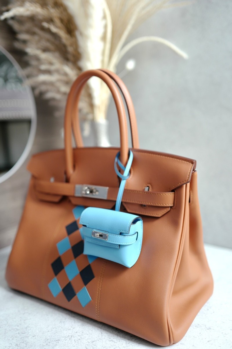 BNIB Hermes Kelly Festival Bag Charm in Celeste NEW MICRO