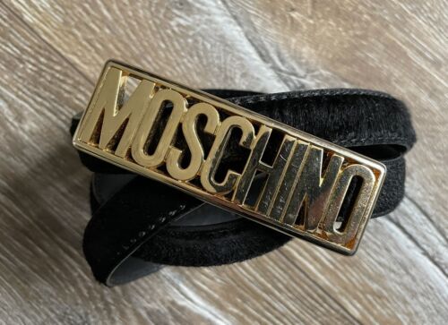 Buckle Moschino Belt Skinny Moschino Logo Lettering Leather Belt