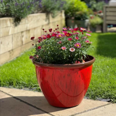 30cm Red Glaze Planter Creekwood Plastic Garden Plant Pot