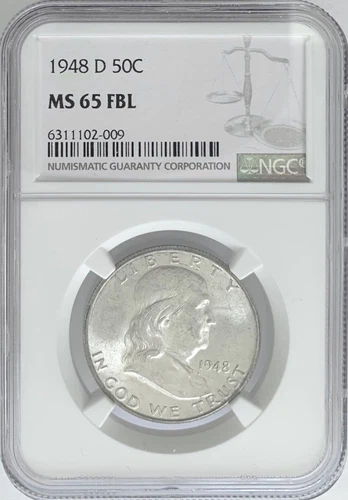 1948 D Franklin 50C NGC MS 65 FBL