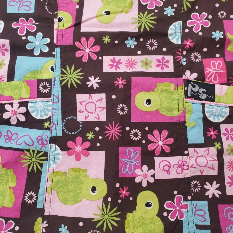 Womens Xs Scrub Mimulticolor Top With Green Turtles - Image 3 of 4