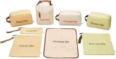 EASY BABY 8pcs Baby Organiser Changing Bags Diaper Bottles Clothes Storage Travel Set Mums