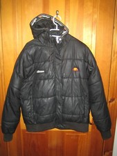 Women's Quality Made Vintage Black Ellesse Warm Heavy Puffer Jacket Uk Size 12