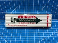 Vintage Wrigley's Spearmint Chewing Gum 4 Men's White Handkerchiefs Made In USA