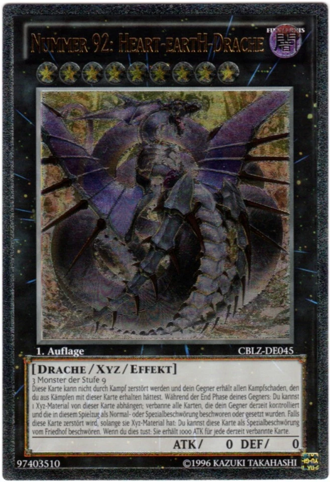 Yu-Gi-Oh! CBLZ-DE045 Nummer 92: Heart-EartH-Drache 1. Auflage Ultimate Rare OLDS - Bild 2 von 2