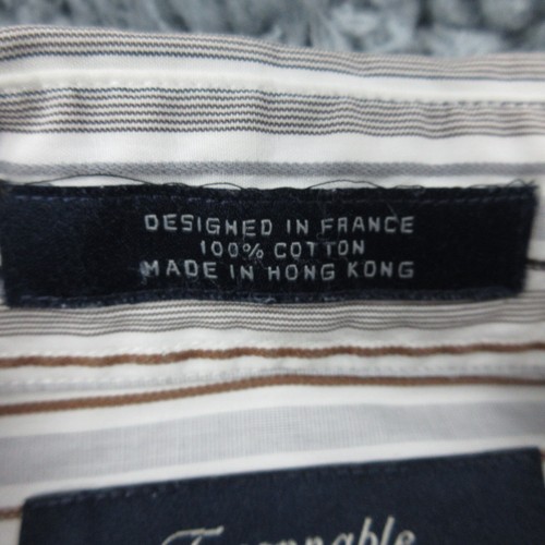 Faconnable Shirt Mens XL White Brown Gray Striped Long Sleeve Button Up - Picture 6 of 16