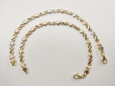 10K REAL SOLID YELLOW GOLD 6 INCH X HEART CHILDREN/ WOMEN BRACELET