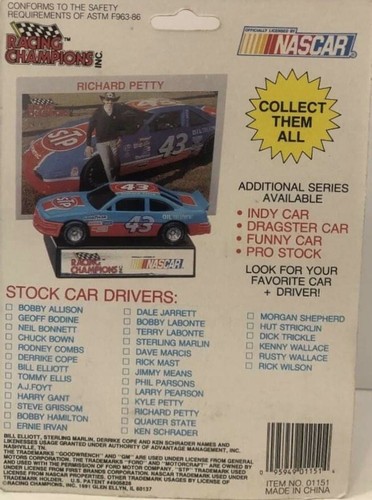 1991 racing champions #25 Ken Schrader  racing champions NASCAR(Petty Back)1/64 - Afbeelding 3 van 3