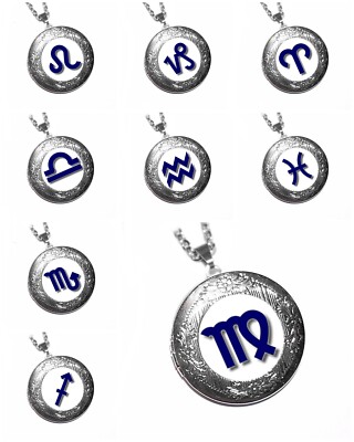 STERNZEICHEN Medaillon Foto Anhänger Öffnen Halskette Horoskop Zodiac EDELSTAHL