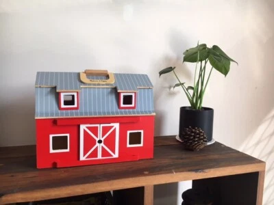 Fold Go Barn Melissa Dougs Red Body 47 Grey Roof Toys