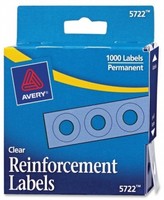 Avery Clear Self-adhesive Reinforcement Labels, Round, Pack Of 1000 (5722) Avery Clear Self-adhesive Reinforcement Labels, Round, Pack Of 1000 (5722)