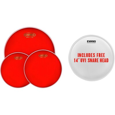 Evans Hydraulic Red Tom Pack with Free 14 in. UV1 Snare Head 10, 12, 16 in.