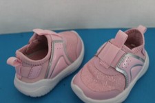 Athletic Works Baby INFANT GIRL Size 3 Pink SNEAKERS Sparkle Silver Trim