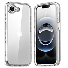 For iPhone 16e Case Clear Shockproof Heavy Duty Rugged 3-Layer Protection Cover