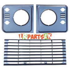 Land Rover Defender Td5 Headlight Surround Finishers & Grill In Black Trim