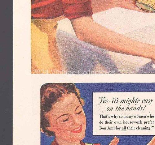 1942 Bon Ami Mother Daughter Doing Dishes yellow chick can art decor print ad - Picture 5 of 8