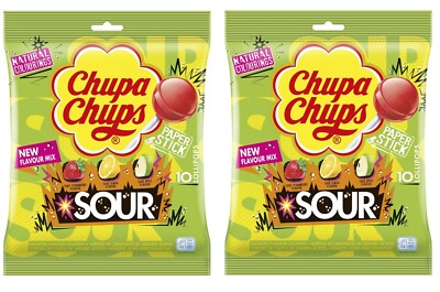 Chupa Chups Sour 10 Bag 10 per PACK OF 2