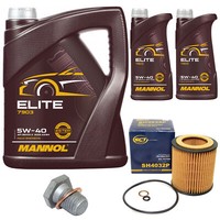 MotoröL Set Mannol Elite 5W40 7 Liter + ÖLfilter + Schraube FüR BMW 1Er 3Er 5Er