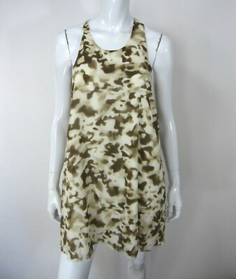 Alice + Olivia Sleeveless Halter Silk Dress Size S Small Ivory Green 
