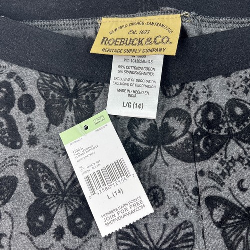 ROEBUCK & CO R1893 Girls' Leggings - Butterfly, Size: Large, Black - Picture 2 of 6