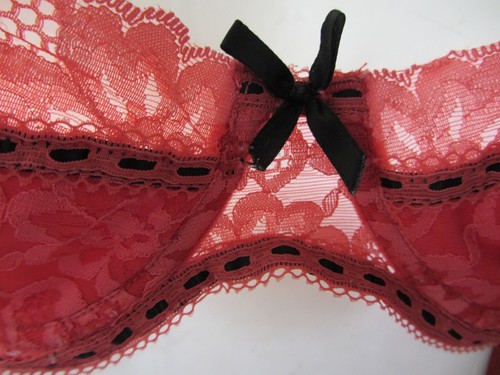 Sexy Red Lace Balcony Bra with black ribbon trim size 36B by Silhouette - Picture 3 of 9