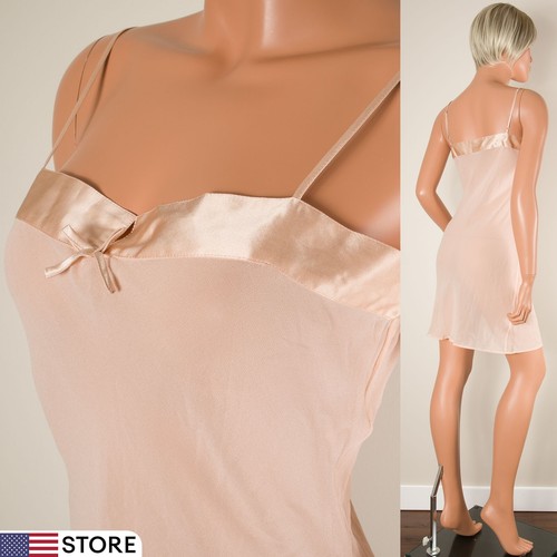 💖 INTIMISSIMI Sheer 100% Silk M Blush Pink Slip Gown Chemise Babydoll Lingerie