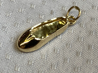 14K Gelbgold Slipper Schuh Charm 1,39g feiner Schmuck Ballerinas Stil Anhänger