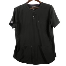 Scrubstar Supreme Stretch Womens M Scrub Top Black Purple Healthcare Nurse