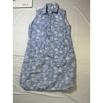 Womens i.b. diffusion blue/white sleeveless dress size Small, floral w/pockets