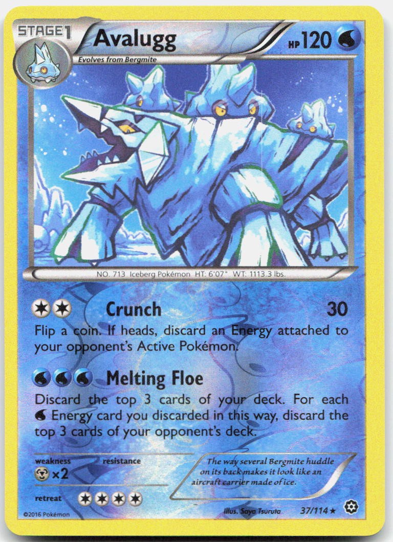 Avalugg 37/114 Rare Steam Siege Pokemon Reverse Holo Near Mint