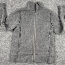 DKNY Active Mens M Grey Mock Neck Ribbed Sweater Sherpa Lining Full Zip