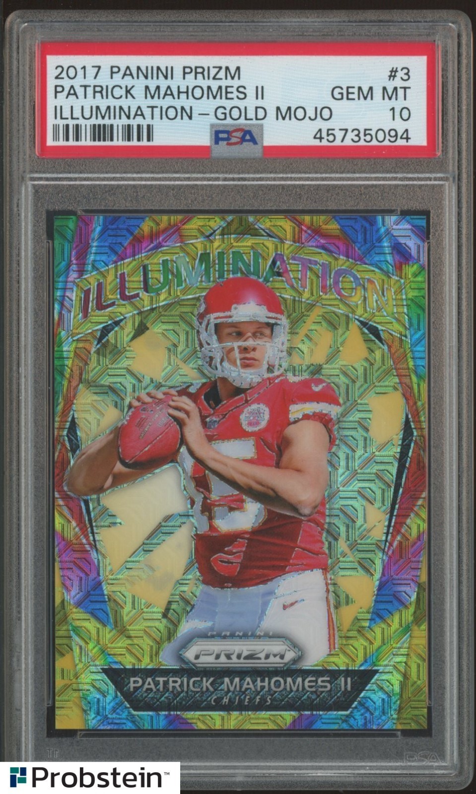 Patrick Mahomes Panini Prizm Illumination #3 Gold Mojo