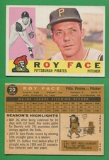 1960 Topps Baseball ~~~ ROY FACE ~~~ No. 20 ~~~ FREE S/H