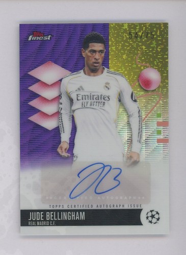 2025-26 Topps Finest UCC Soccer Purple Wave Jude Bellingham AUTO /75