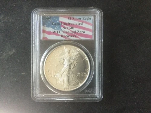 1993 PCGS Gem Uncirc 9-11-01  WTC Ground Zero Silver Eagle