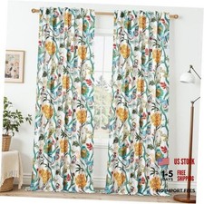 Whimsical Floral Curtains 96 Inches Long 52"W x 96"L Pack of 2 Sage Green