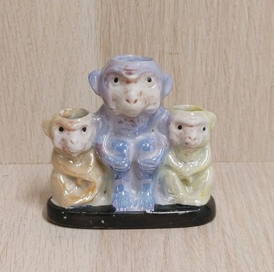 Vintage 3 Monkeys Lusterware Vase Mini Japan