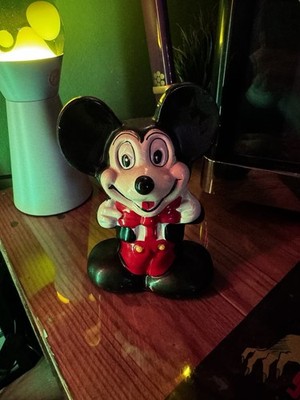 Vintage Mickey Mouse Money Box Ceramic 1960's Made In Taiwan Hand Painted 17.5cm