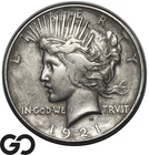 1921 Peace Dollar Key Date, First Year Issue, Always Sought After Key Date