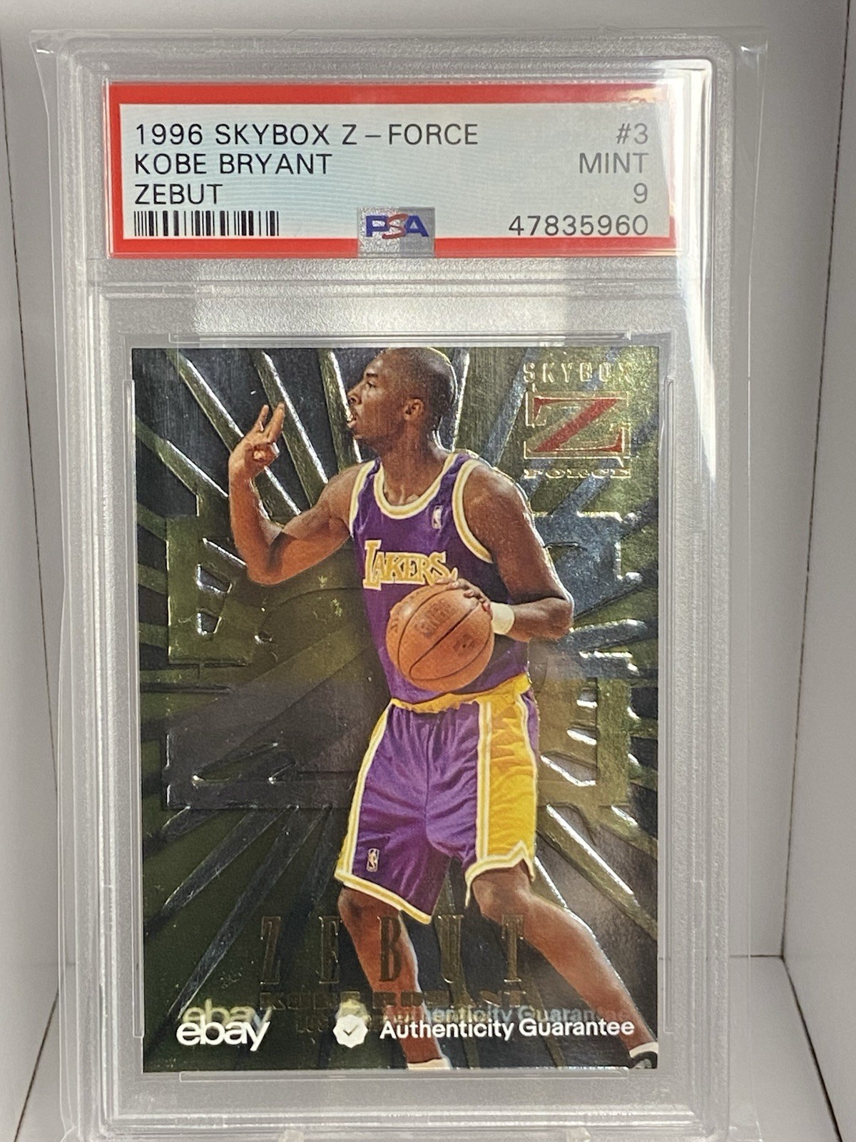 1996-97 Skybox Z Force Zebut Kobe Bryant #3 (RC) PSA 9 Mint Rookie Lakers Rare