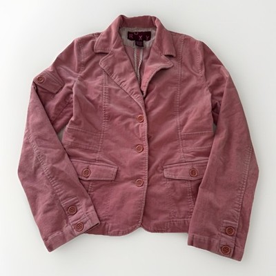 Y2K Roxy Pink Corduroy Blazer Jacket Women s Large 3 Button