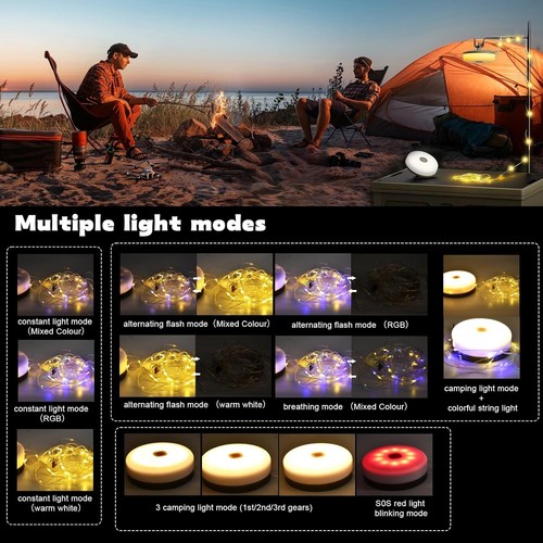 10M Stowable String Lights Solar USB Camping Lights Reel Waterproof Outdoor RGBW - Picture 4 of 15