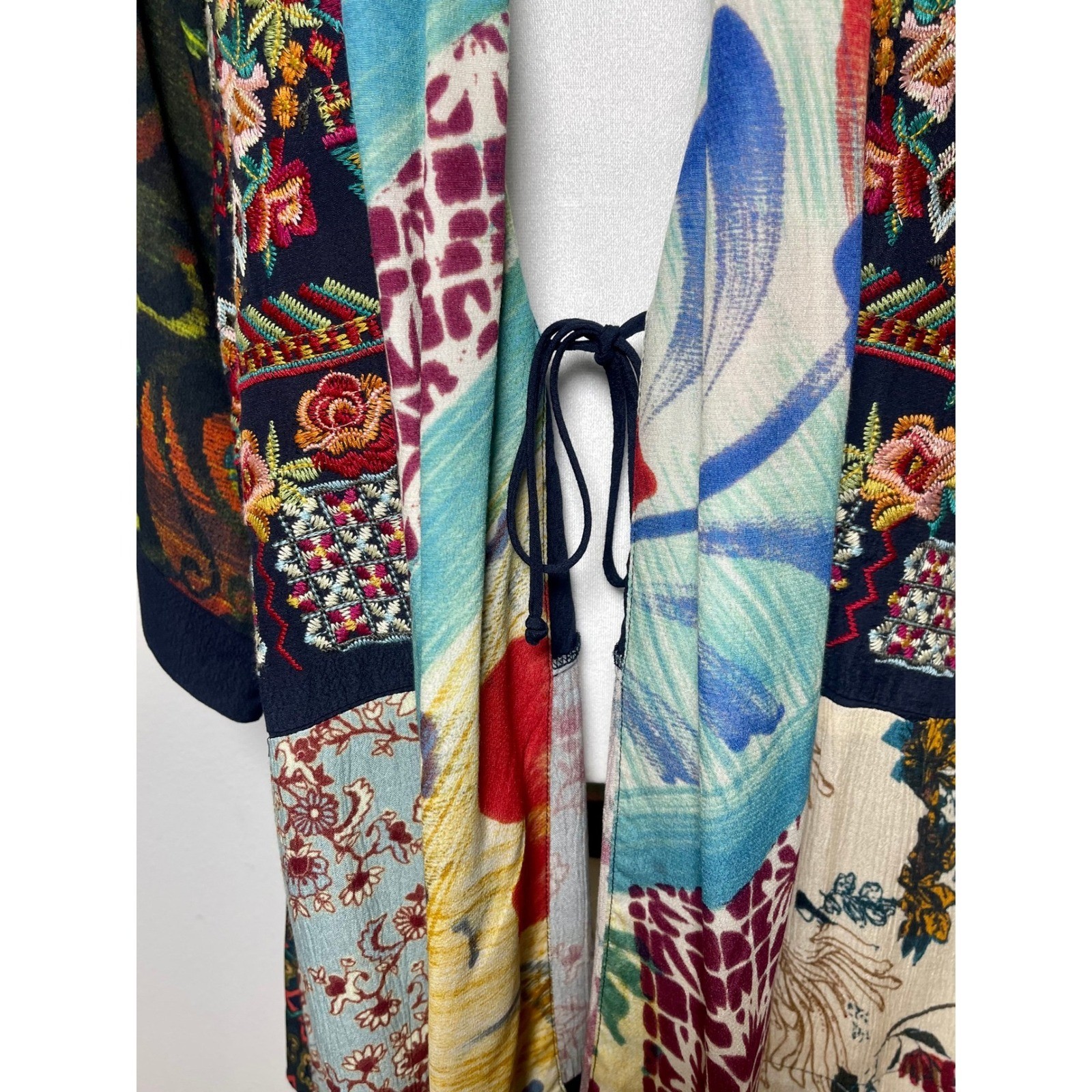 John Mark Large Patchwork Kimono Jacket Floral Em… - image 6