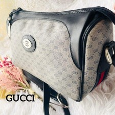 GUCCI Vintage Navy GG Pattern Microshima Shoulder Bag Crossbody Leather