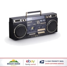 Retro Boombox with Bluetooth, CD Player, Cassette Recording  Dual Speakers