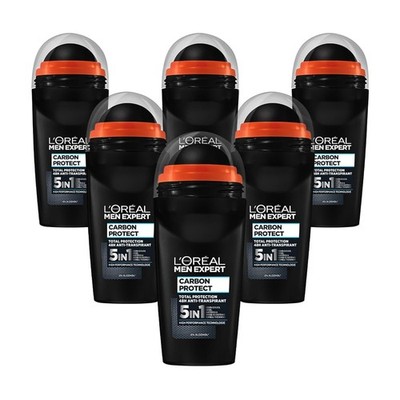 6 x L'Oreal Paris Men Expert Carbon Protect 4in1 48h Anti-Perspirant Roll-On
