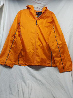 i5 Apparel  Orange Unisex Hooded Lined Zip Windbreaker Water Resistant Size XL