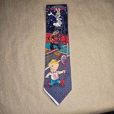 Looney Tunes Warner Bros 1992 Elmer Fudd Bugs Bunny Daffy Duck Tennis Necktie